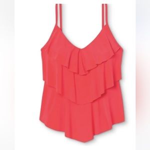 EUC Aqua Green Pink Tankini Top Women’s Built-In Bra Size 18W